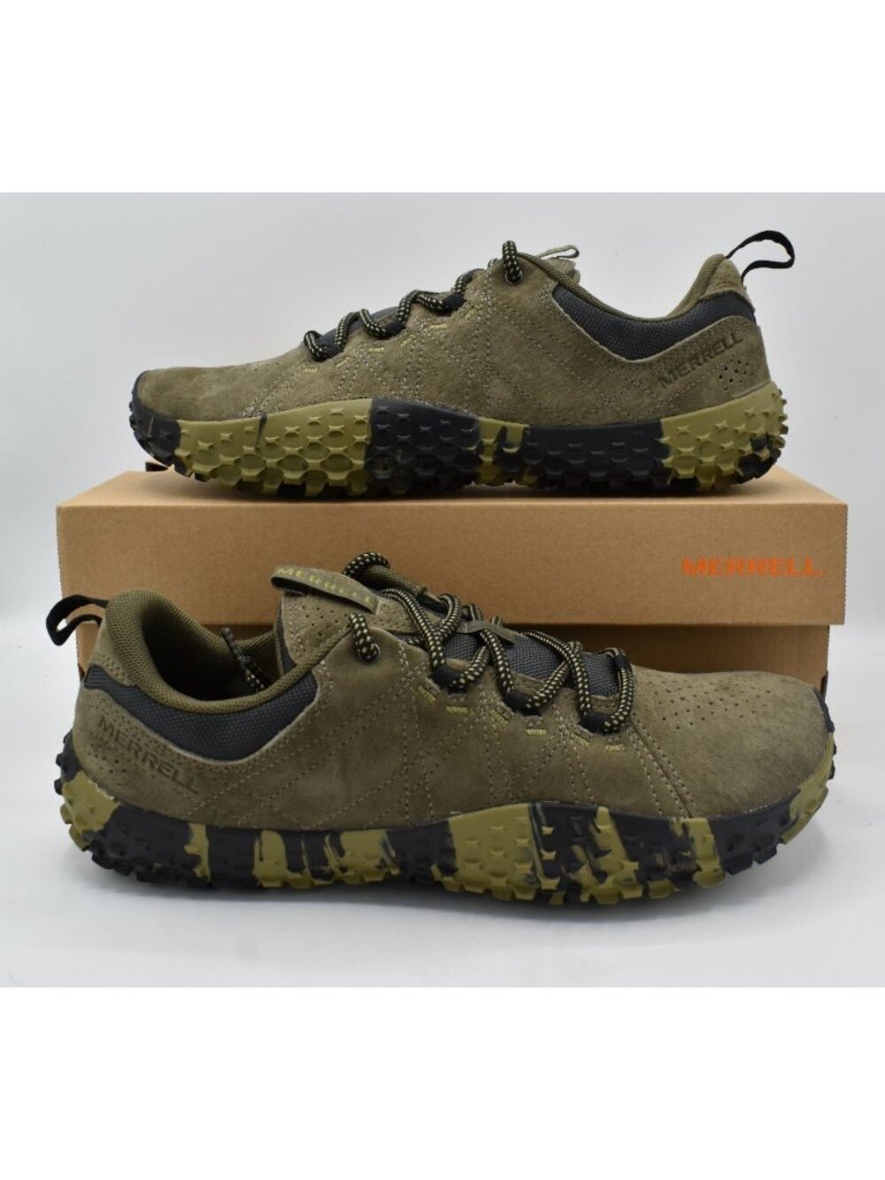 Merrell Mens Size 10 Wrapt Olive Green Leather Lace Up Sneakers Shoes - Picture 8 of 11